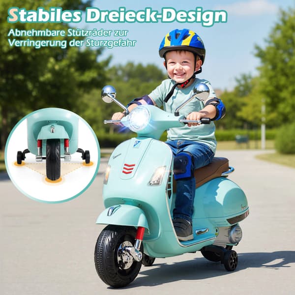Elmotorcykel för barn med LED-ljus, grön
