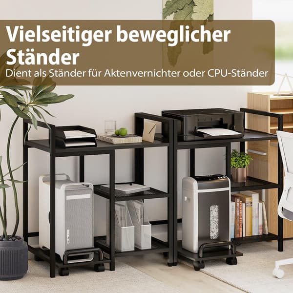 3-lags printerstativ med ladestation, sort