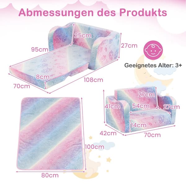 Bäddsoffa för småbarn med filt – Rainbow Design