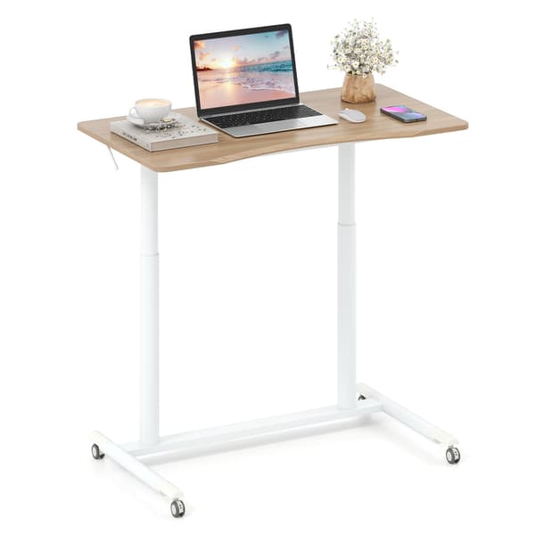 Justerbart sitte-stå-bord, C-form, 70-106 cm, mobilt
