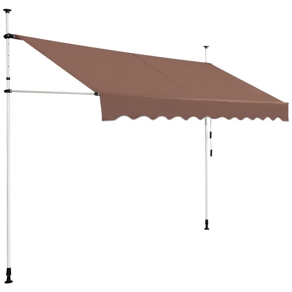 Utfällbar markis 300 cm, borrfri, UV-resistent, brun