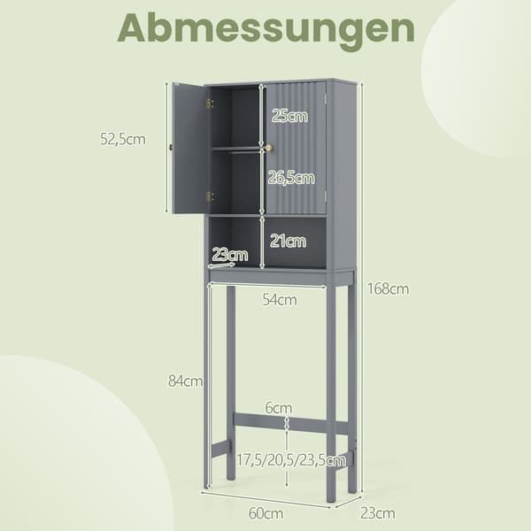 Toiletskab med justerbar hylde, grå MDF