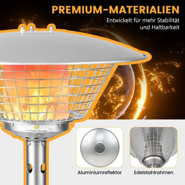 Terrassevarmer, 3200W, rustfritt stål, trygg