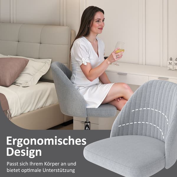 Justerbar grå armløs drejelig kontorstol – pladsbesparende design