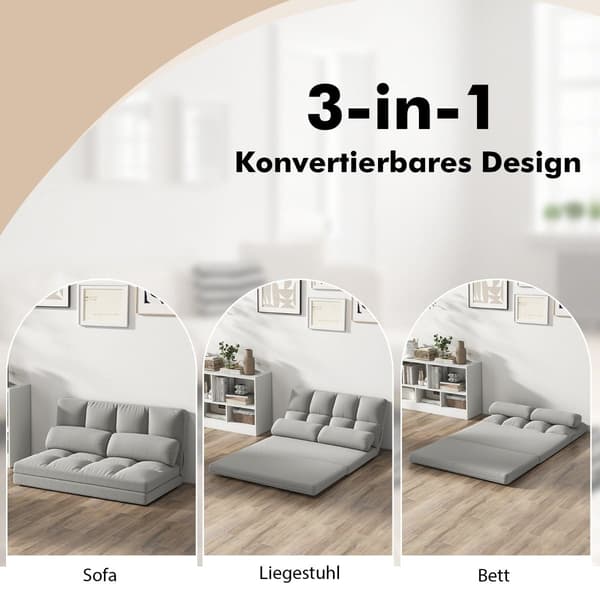 Sovesofa med justerbar rygg, lys grå