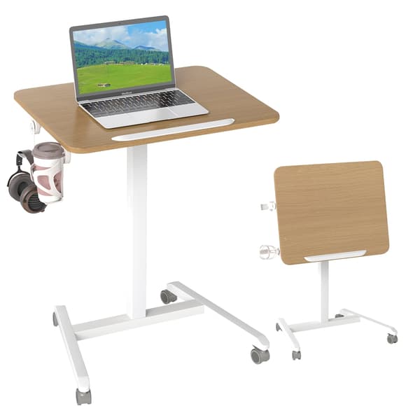 Justerbart, rullende laptopbord med vippeplade, 76-111 cm