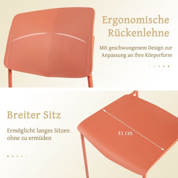 Stablebare spisestoler, sett med 4 – Ergonomisk, slitesterk PP