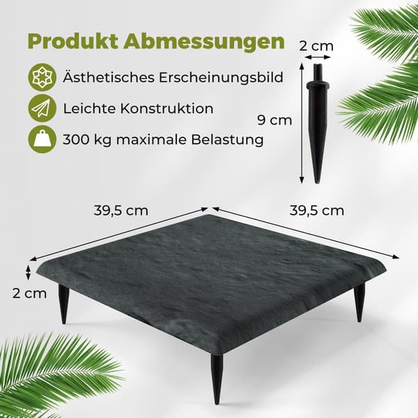 Trädgårdsstenset, 8 delar, 39,5 cm, grå
