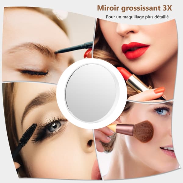 Oplyst makeupspejl, 18 LED'er, touch, 3 tilstande, 3X