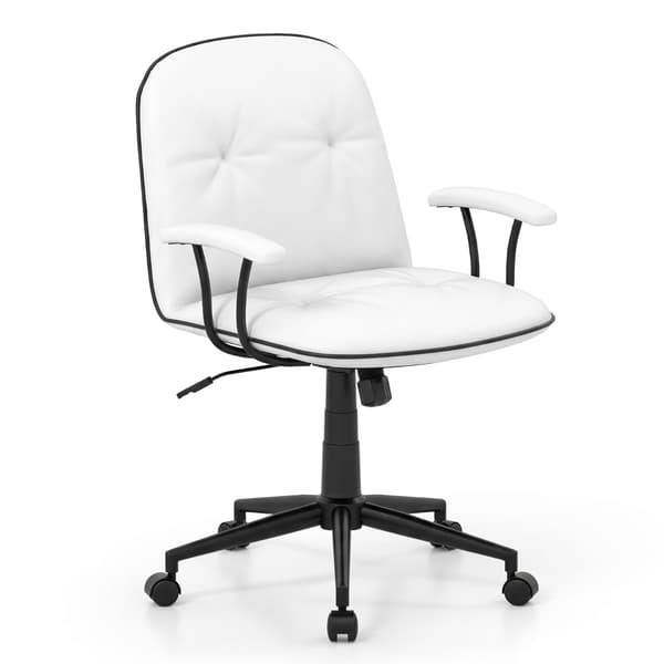 Ergonomisk kontorsstol, konstläder, vit, justerbar