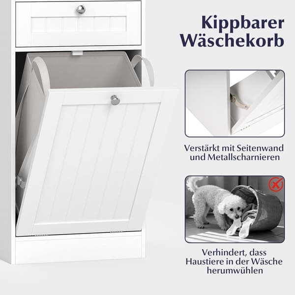 Fritstående badeværelsesskab med vippekurv