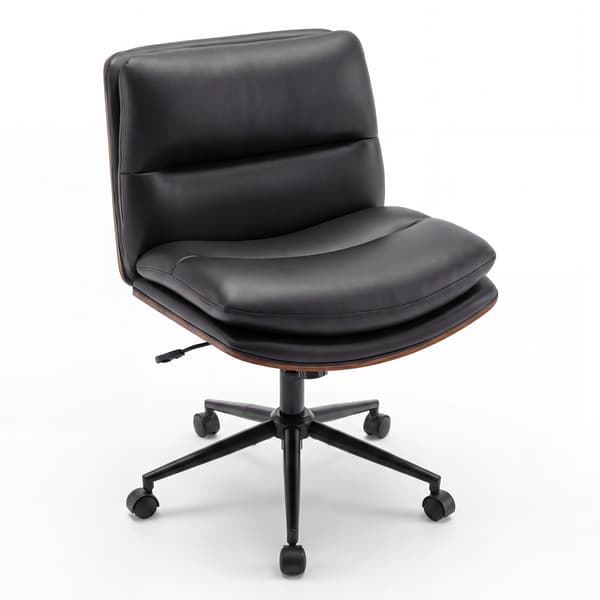 Ergonomisk sort kontorstol med hjul, uden armlæn