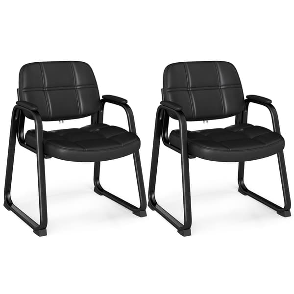 Ergonomisk gæstestolsæt med metalramme, sort