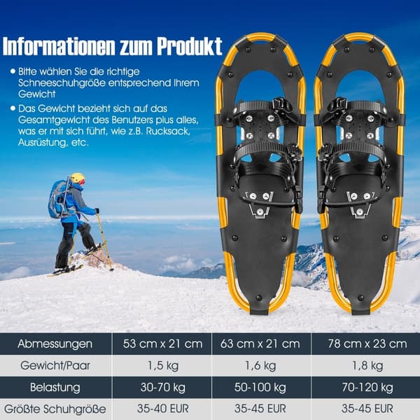 Snöskor med dubbel spärrbindning, 63 cm guld