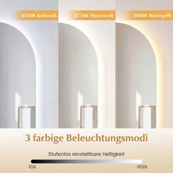 LED-baderomsspeil, 90x55 cm, antidugg, justerbart lys