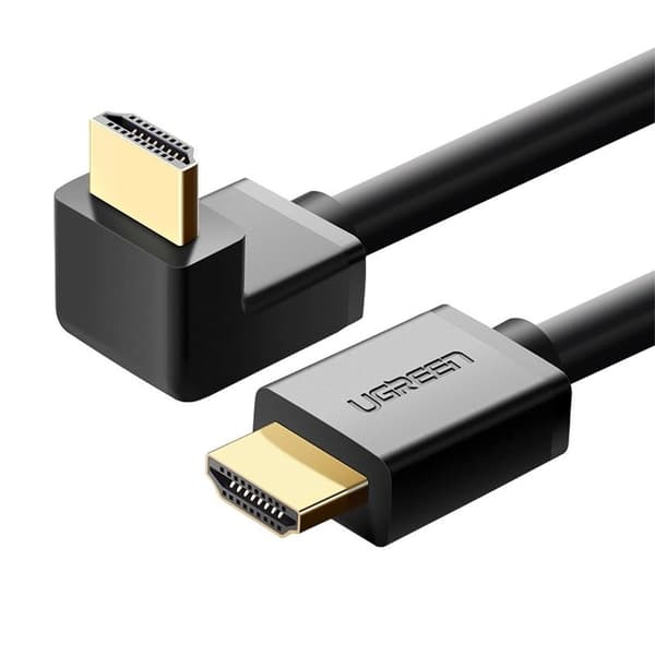 Ugrønt vinklet HDMI-kabel (90°), 4K, 2m - Sort