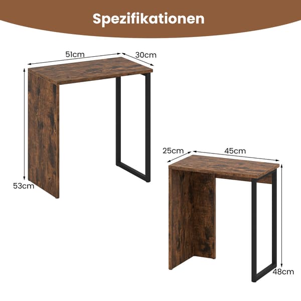 Soffbordsset i säte, rustikt brunt, metallram