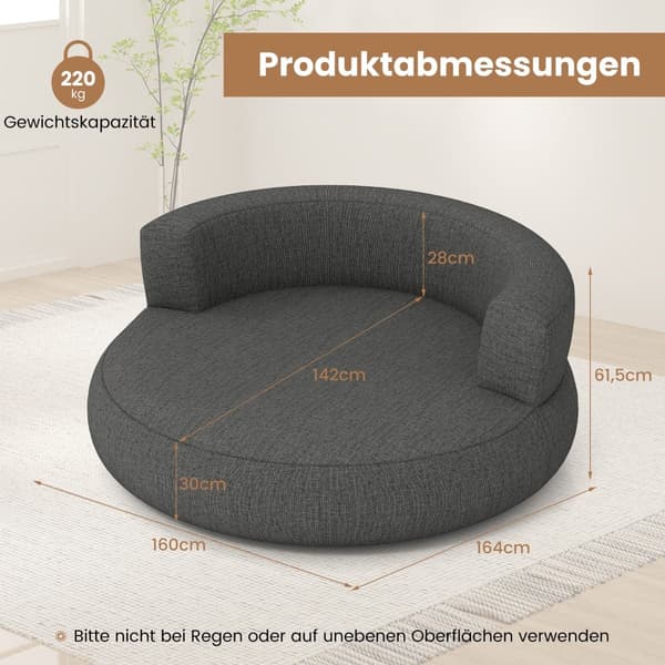 Oppblåsbar lenestolsofa med avtakbart trekk, grå