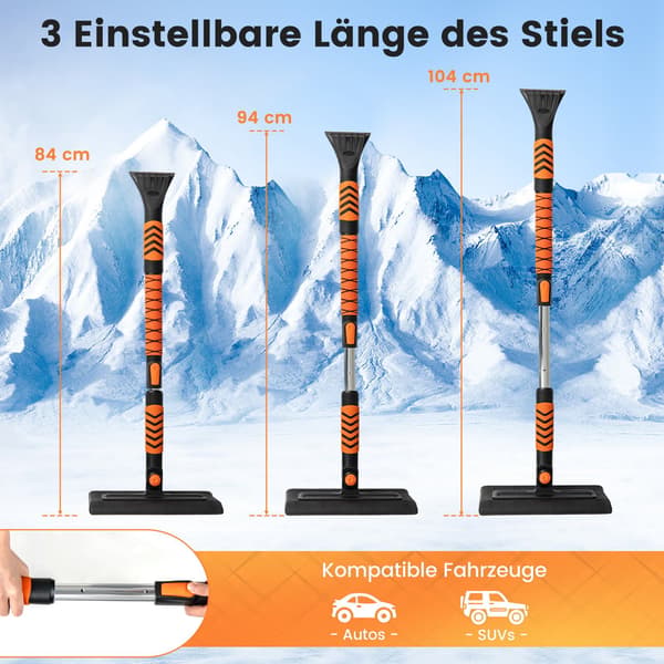 2-i-1 snøspade og isskrape, justerbart håndtak
