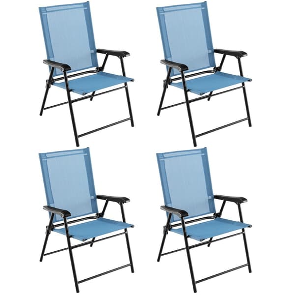 4-delte foldbare havestole med armlæn, blåt stof