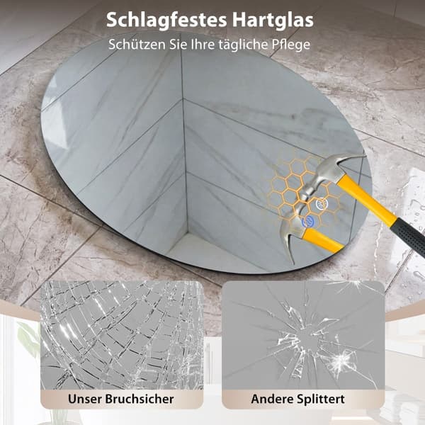 Ovalt baderomsspeil 70x50 cm, LED, antidugg, dimbar
