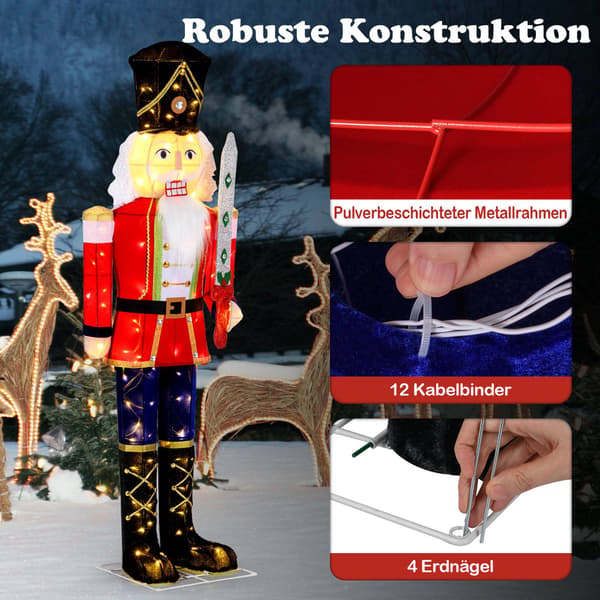 Upplyst nötknäpparfigur, 157 cm, 100 LED-lampor