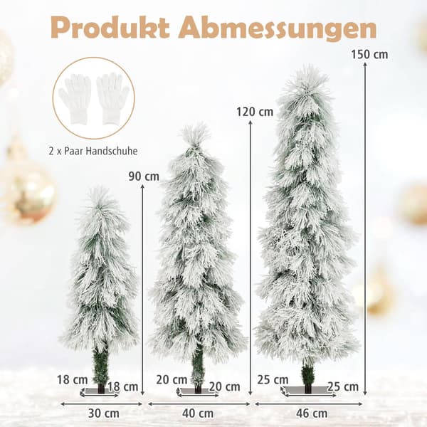 Kunstigt juletræssæt med lys, 90-150 cm, snetoppede