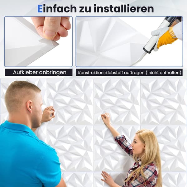 3D-väggpaneler, diamantmönster, 20-pack, 5 m² täckning