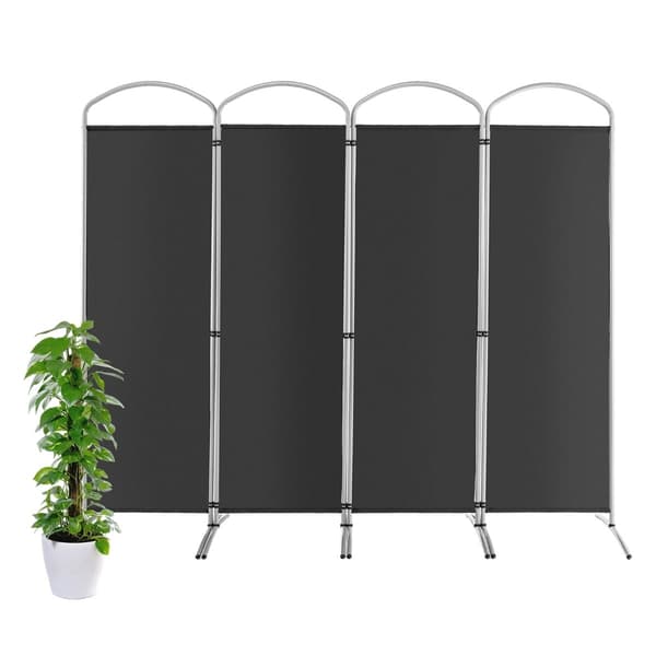 4-panels foldbar rumdeler, grå, 221 x 188 cm