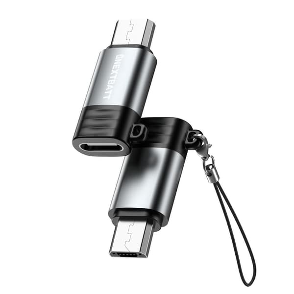 NEXTBATT USB-C naaras - micro-USB uros -sovitin - musta/harmaa
