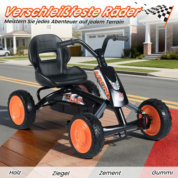 Børne-gokart med justerbart sæde, sort, alder 3-8