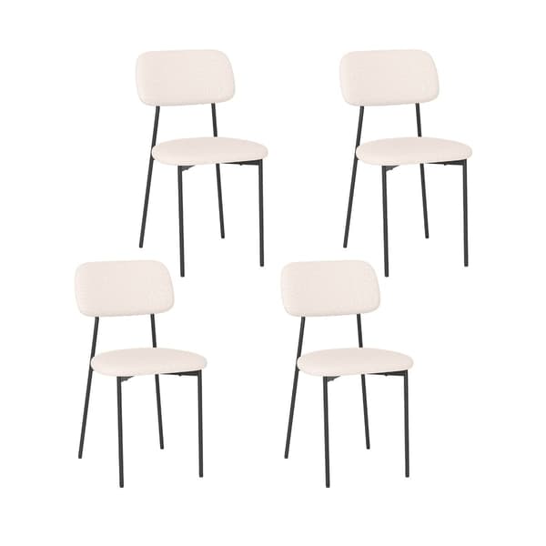 Matstolar Set om 4, Beige Linne, Metallben