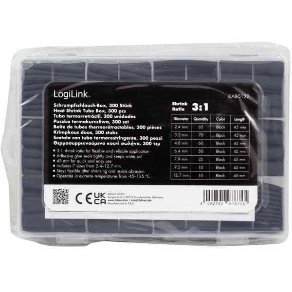 Krympslang, 300-pack, 45 mm längd, svart