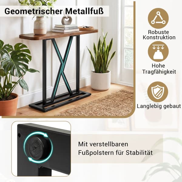 Konsolbord 100 cm, Rustikt Brunt, Metallram