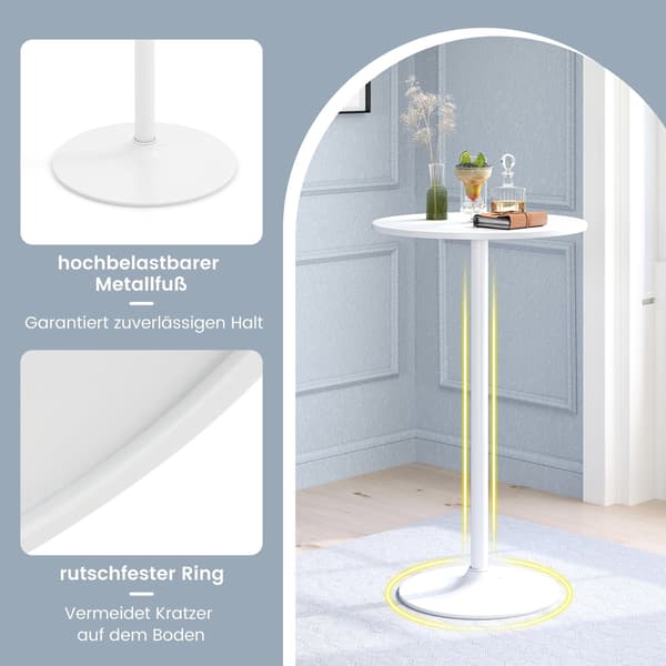 Justerbart bistrobordsett, 2 høyder, 60 cm diameter, hvit