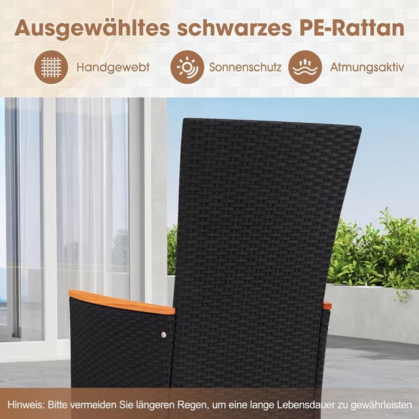 Sett med 4 hagestoler i rotting med puter, beige