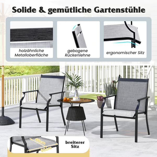 Utomhusstolset, Andningsbart tyg, Metallram, Grå