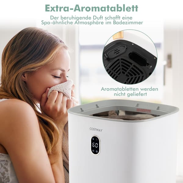 Elektrisk handdukstork, 35 liters kapacitet, timer, vit