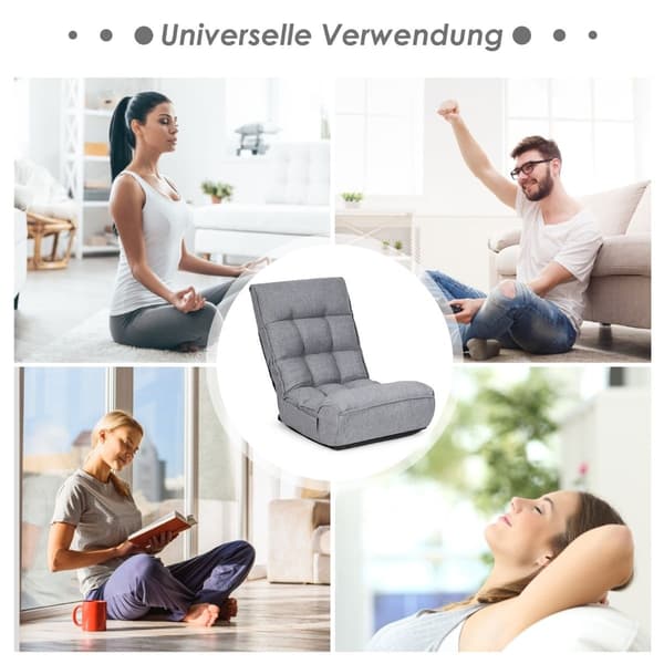 Justerbar gulvgamingsofa med ryggstøtte, grå