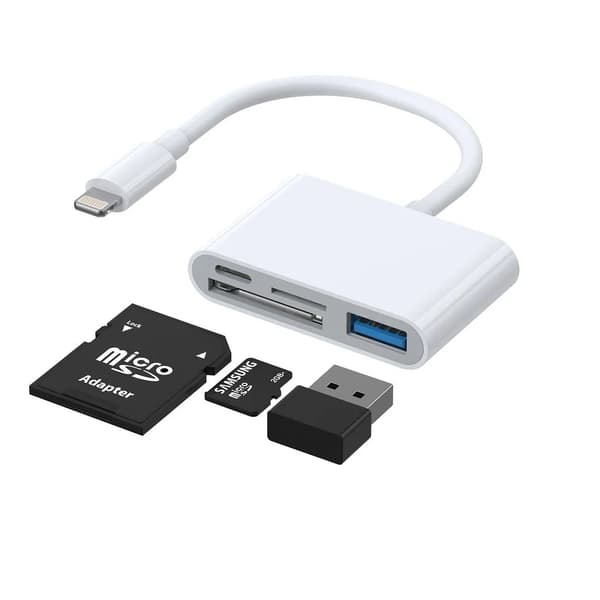 4-i-1 Lightning til USB-A, SD/TF, Lightning - Hvit