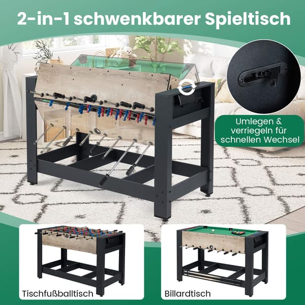 2-i-1 bordfodbold- og billardbord – kompakt, stabilt design