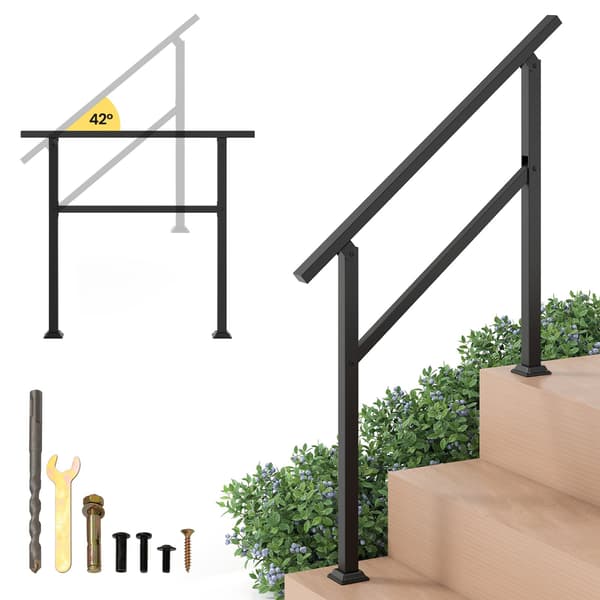 Justerbart udendørs trappegelænder, 104 cm, metal