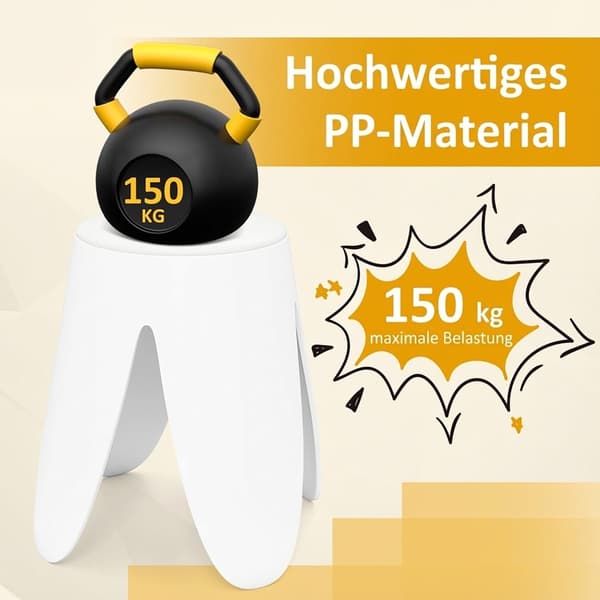 Stablebare plastkrakker med puter, 8-pakning, hvit