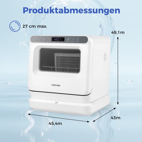 Bänkdiskmaskin med 8,25 liters tank, 6 program, vit