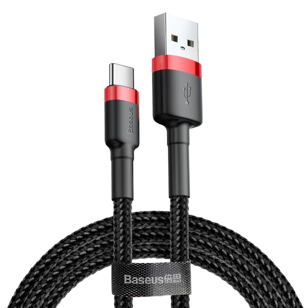 Baseus Cafule USB til USB-C-kabel, 3A, 1m - Rød/sort