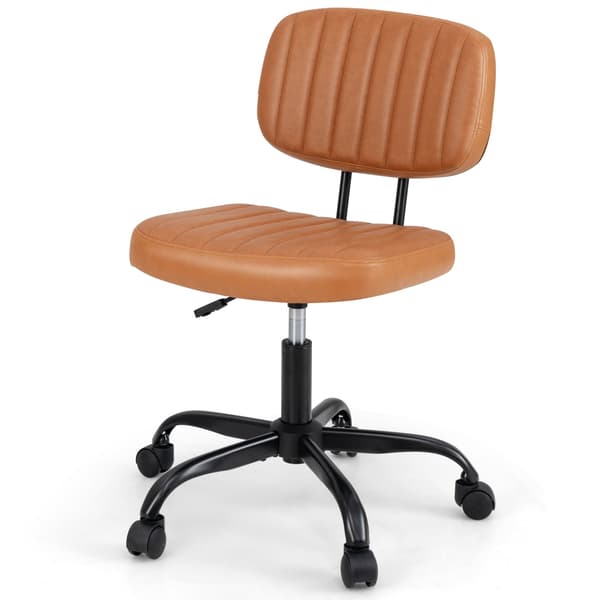 Ergonomisk kontorstol uden armlæn, brunt kunstlæder
