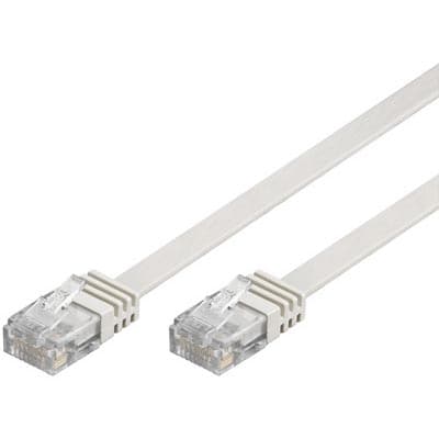 Nettverkskabel UTP Cat6 patchkabel 10m, hvit, flat