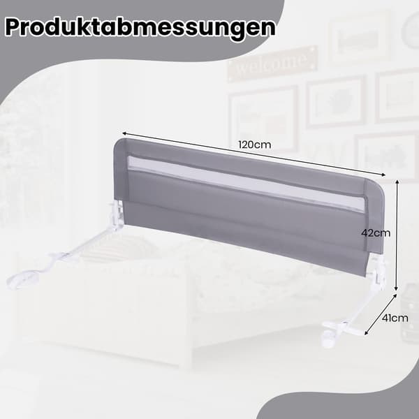 Sammenleggbar sengehest til småbarn, 120 cm, grå, vaskbart trekk