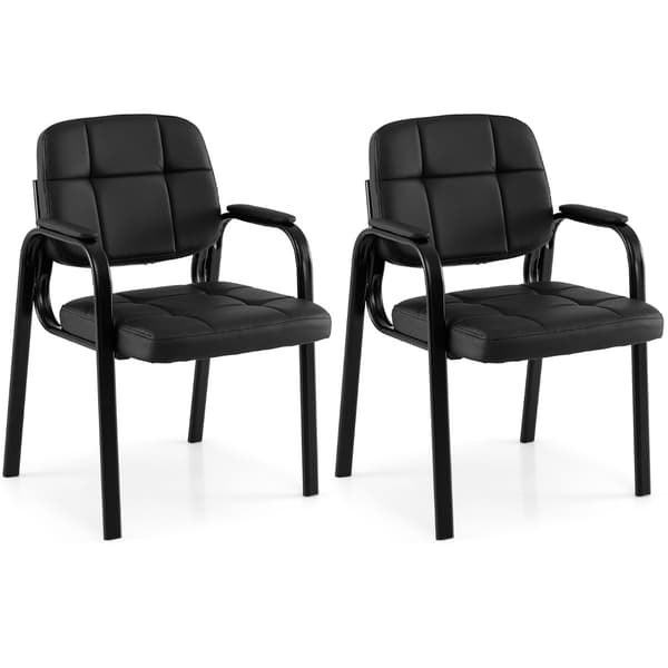 Receptionsstolar, set om 2, stoppade, svart PVC-läder