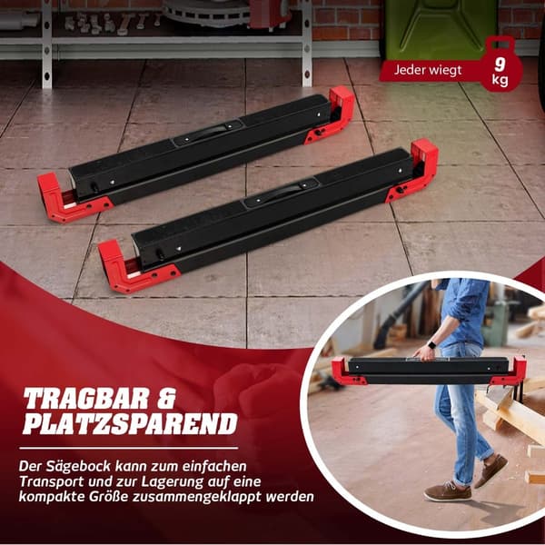 Justerbart, foldbart savbukkesæt, stål, 2-pak, 61,5–82,7 cm